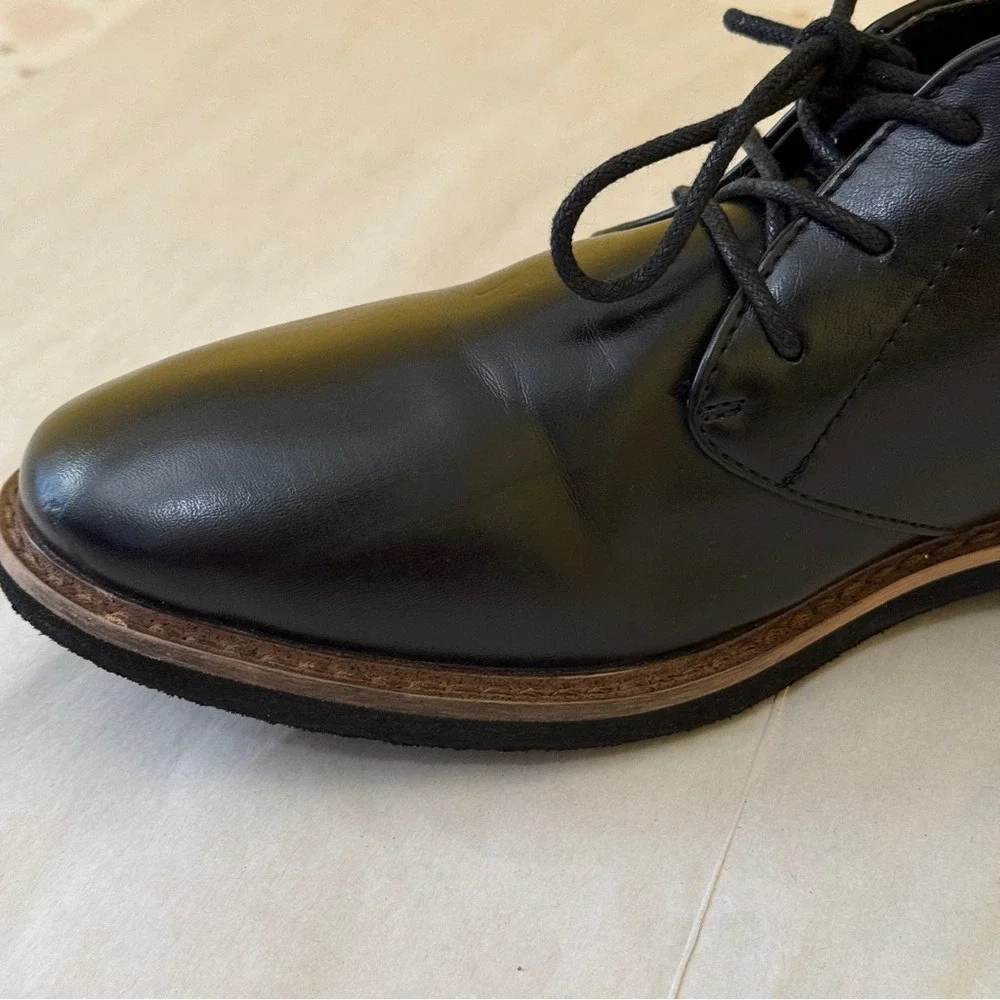 Deer Stags Boys Size 6M Black Ballard Chukka Boots Faux Leather Lace Up‎
